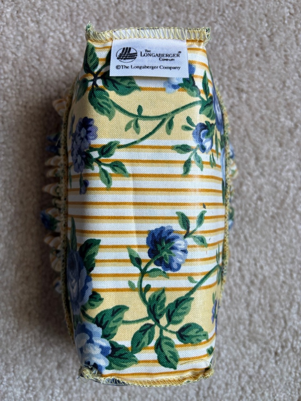 Longaberger Lavender Mini Booking Basket with Yellow Vine Liner and Protector - Picture 6 of 8